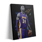 Kobe Bryant Canvas Wall Art Decor - Iconic Los Angeles Lakers No. 24 Basketball Artwork with Autograph Style Print, Inspirational Sports Canvas for Home, Office or Gym Wall Decor