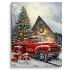 Rustic Christmas Farmhouse Canvas Wall Art, Snowy Barn and Country Holiday Decor