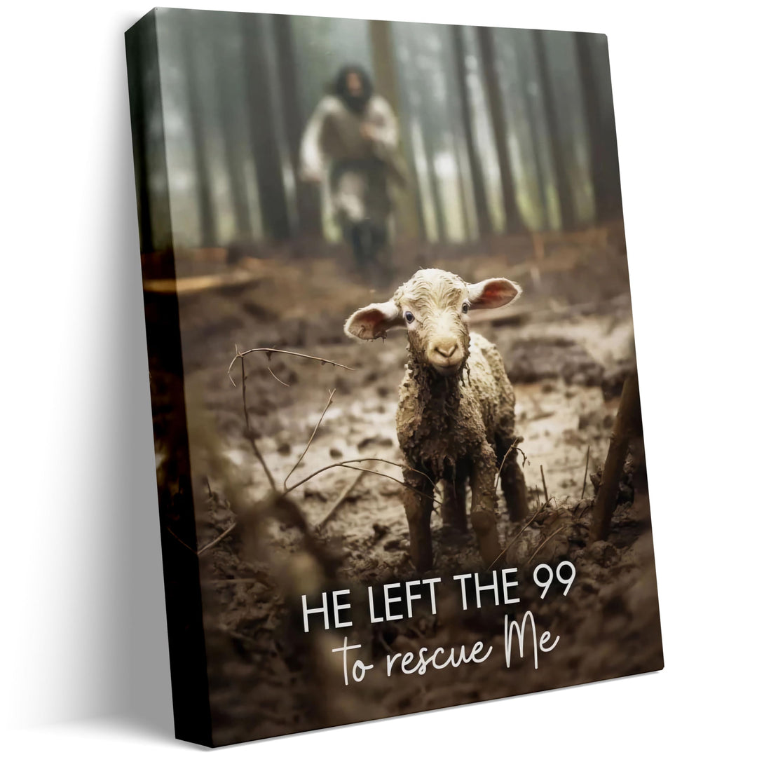 Jesus With The Sheep Wall Art Jesus Running After Lamb Canvas Print He Left the 99 to Rescue Me jesus and Lost Sheep Christian Wall Art