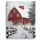 ART Christmas Canvas Wall Decor Festive Print, Red Barn Snow Scene Wall, Winter Farm Holiday Pictures Print Poster Framed Artwork for Living Room and Bedroom Décor