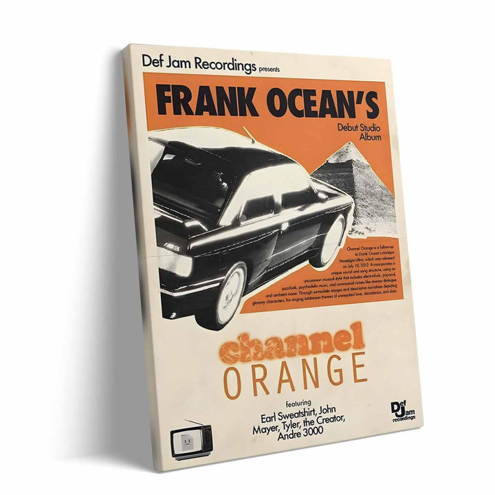 Frank Ocean Canvas Wall Art, Channel Orange Album Cover Print Poster, Vintage Framed Music Wall Artwork for Bedroom, Lounge, Studio or Music Room Aesthetic Decor