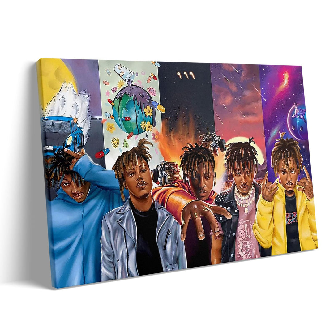 Juice WRLD Canvas Wall Art Evolution Collage Wall Decor Vibrant Rapper Print Poster, Inspirational Music Aesthetic Picture Artwork for Bedroom Game Room Living Room Bar Studio Decor
