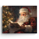 Christmas Wall Art Santa Wall Decor Canvas Classic Santa Reading by Christmas Tree Pictures Print Framed Xmas Canvas Wall Artwork for Living Room Bedroom