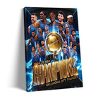 2025 NBA Finals Canvas Wall Art Decor Framed Painting - Oklahoma City Thunder Championship Team Poster Print, Golden Trophy Basketball Oil Painting, Sports Celebration Canvas Decor