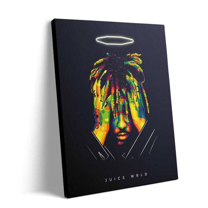 Juice WRLD Halo Canvas Wall Art Vibrant Neon Rapper Poster, Inspirational Pop Art Picture Prints, Music Aesthetic Wall Decor for Living Room Bedroom Game Room Bar Studio