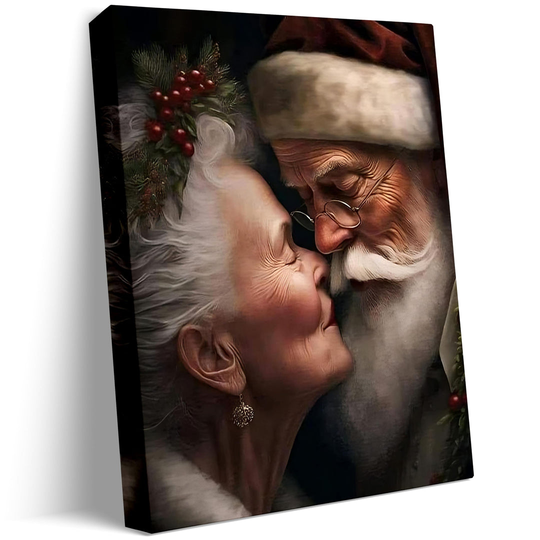 Christmas Wall Decor Mr. and Mrs. Santa Claus Canvas Print Festive Christmas Wall Art Decor for Living Room Bedroom Kitchen Wedding Anniversary Decoration