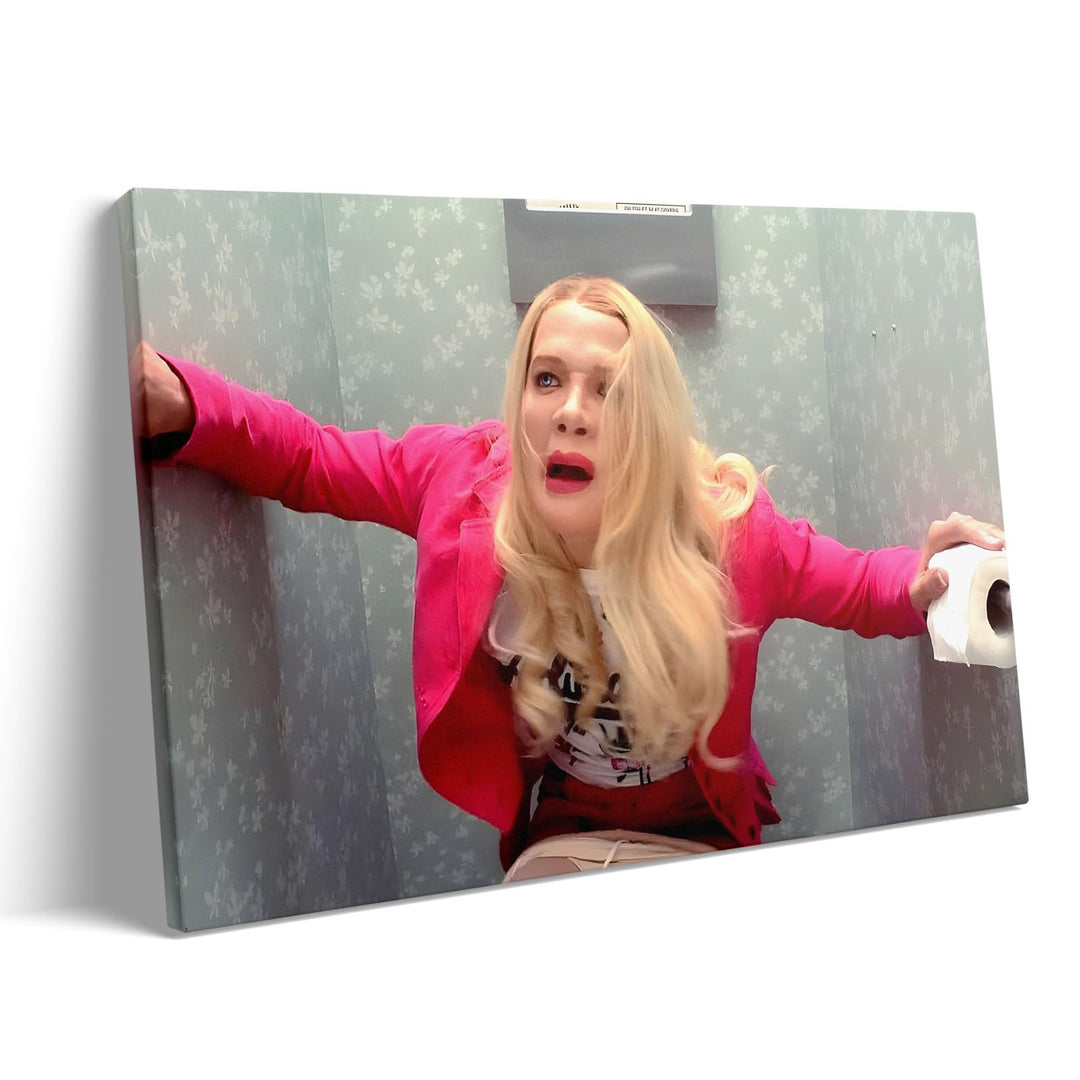 Humor Framed Canvas Wall Art Bathroom Decor White Chicks Comedy Movies Poster Toilet Scene Print Painting Pop Satire Modern Artwork for Living Room Dorm Wall Home Decorations