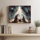 Beautiful Christmas Canvas Wall Art, Holy Family and Star Canvas Print Poster, Spiritual Nativity Christmas Oil Painting, Timeless Religious Artwork, Radiant Pictures Decoration