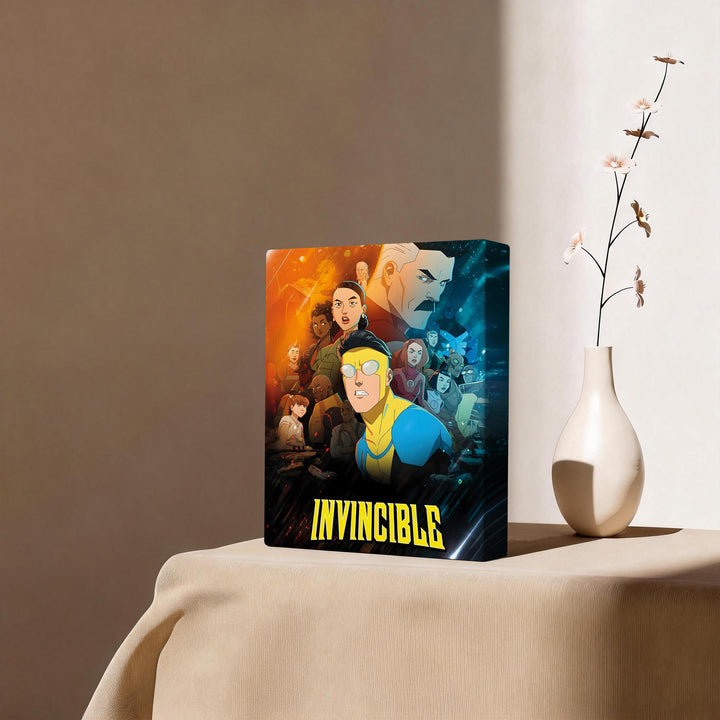 Invincible Hero Canvas Wall Art, Abstract Superhero Portrait Print Poster, Graphic Novel Framed Wall Aesthetic Artwork Painting for Game Room, Bedroom, Office or Fan Decor