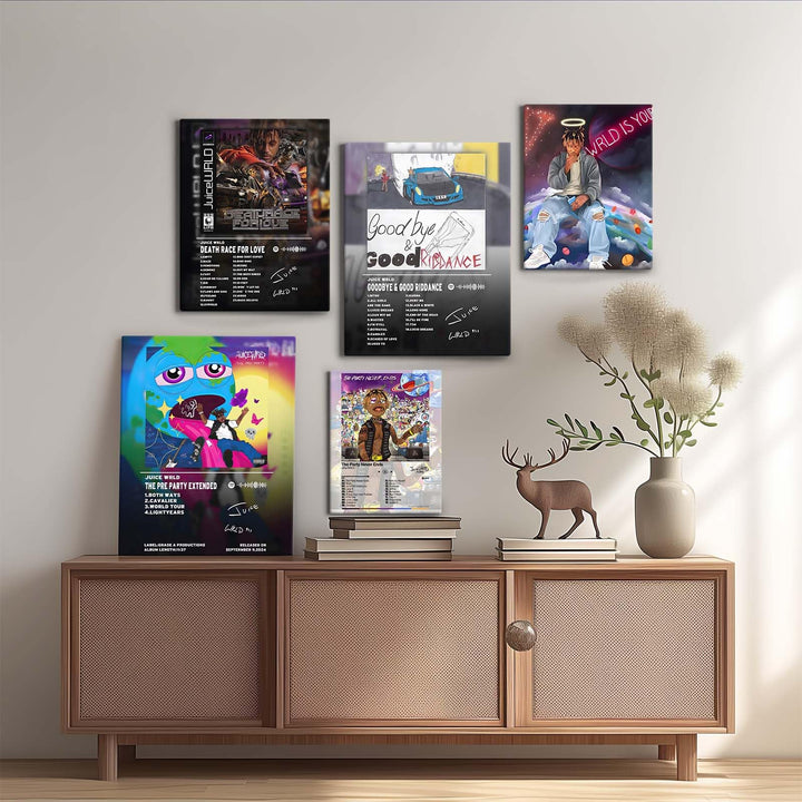 Juice WRLD Canvas Wall Art Death Race for Love Album Cover Poster, Intense Rap and Hip-Hop Inspired Prints Aesthetic for Bedroom Game Room Living Room Bar Studio Decor