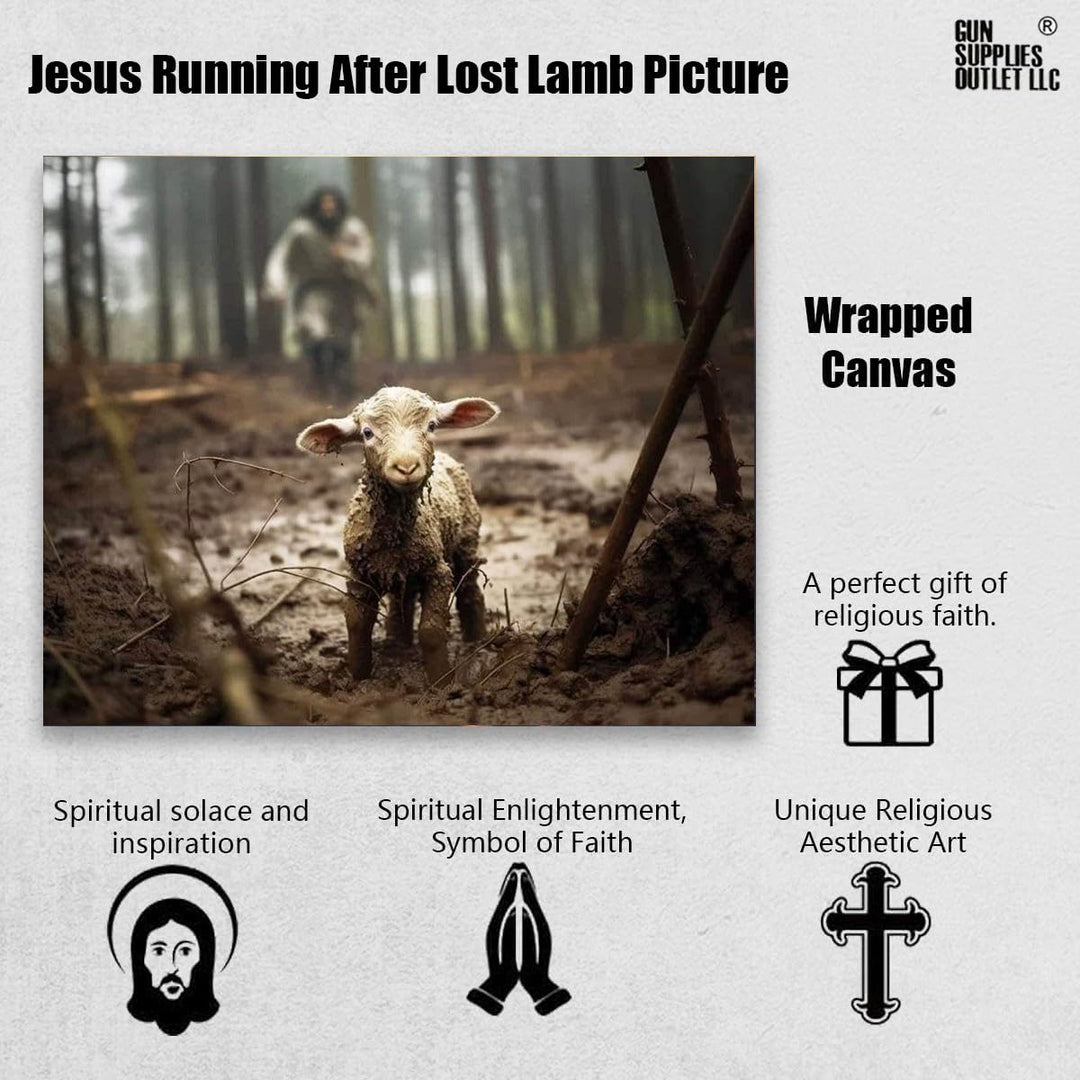 Jesus and Lamb Canvas Wall Art Jesus Running After Lost Lamb Picture Wall Art Canvas Print Christian Home Decor