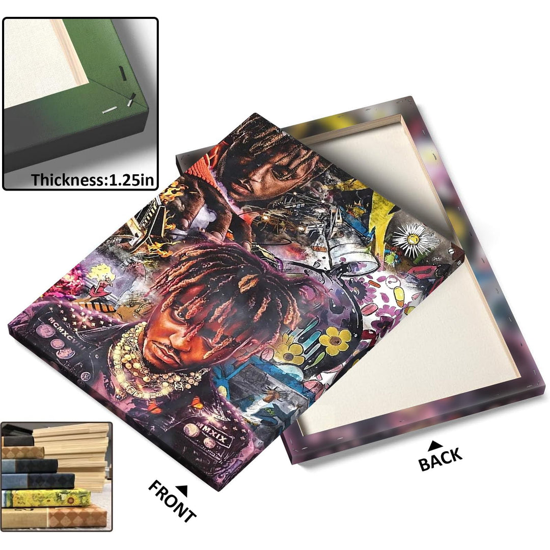 Juice Wrld Canvas Wall Art, Music Album Cover Poster Print, Rapper Singer Poster Framed Art, Retro graffiti Aesthetic Canvas Wall Art for Bedroom or Living Room Wall Decor