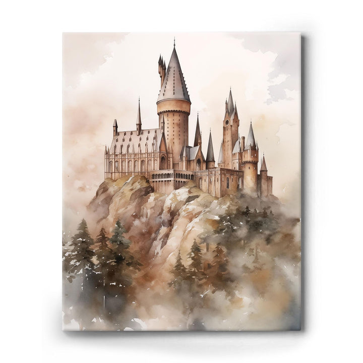 Hogwarts Canvas School of Witchcraft and Wizardry Wall Art, Magic World Oil Painting Print, Majestic Castle Decor for Bedroom Living Room, Dreamy Art for Witchcraft Fans
