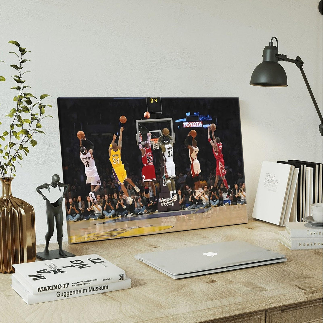 Basketball Legends Canvas Wall Art Print Poster, Iconic Sports Stars Shooting Inspirational Picture, Motivational Photography Wall Decor for Gym Dorm Home Office Living Room Bedroom