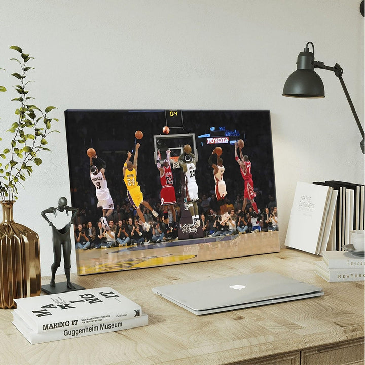 Basketball Legends Canvas Wall Art Print Poster, Iconic Sports Stars Shooting Inspirational Picture, Motivational Photography Wall Decor for Gym Dorm Home Office Living Room Bedroom