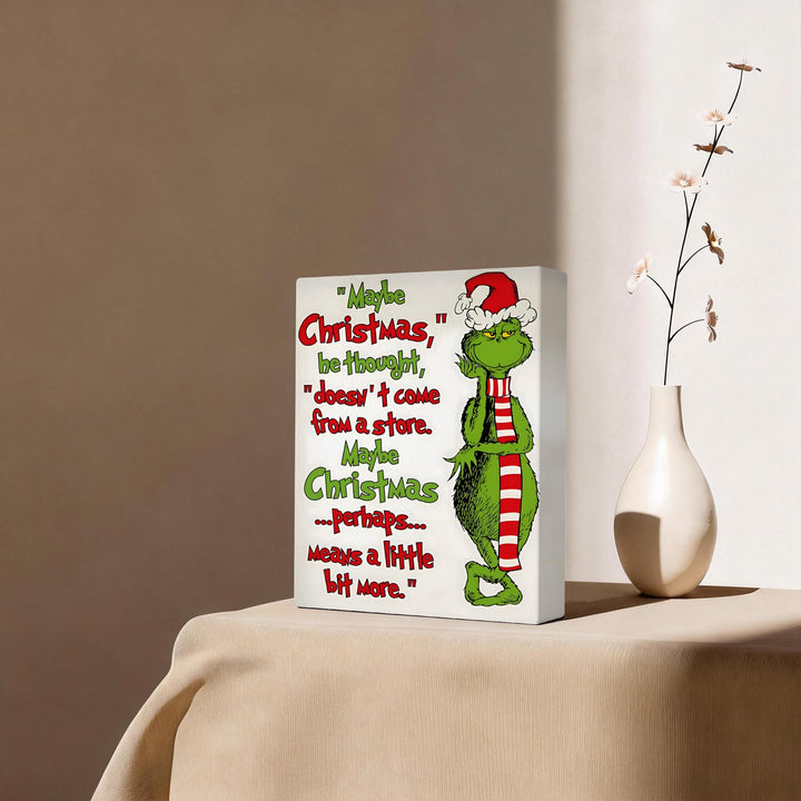 Christmas Canvas Wall Art Decor - “Maybe Christmas Means a Little Bit More” Holiday Quote Decor - 8x10 inch Whimsical Festive Wall Decoration for Room or Office - Premium Quality Canvas Print