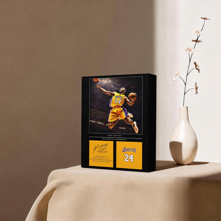 Kobe Bryant Canvas Wall Art Decor - Lakers No. 24 Dunk Poster with Signature Design, Inspirational Basketball Artwork for Home