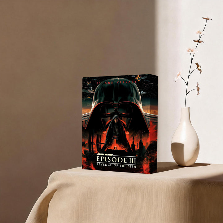 Star Wars Episode III Canvas Wall Art, Revenge of the Sith 20th Anniversary Poster Print, Dark Side Sci-Fi Framed Movie Wall Aesthetic Artwork for Bedroom Living Room or Game Room Decor