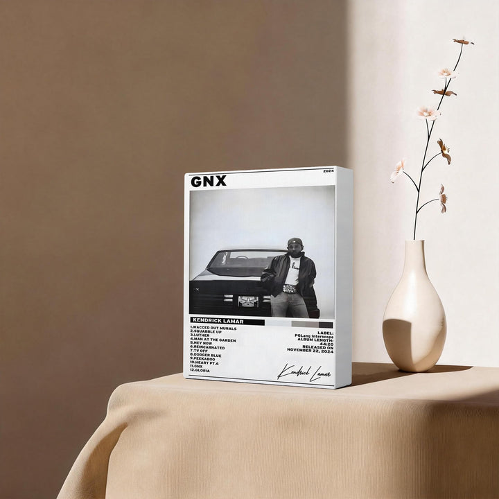 Kendrick Lamar Cover Canvas Wall Art, GNX Album Monochrome Hip-Hop Poster Modern Urban Music Aesthetic Picture Canvas Artwork Music Decor for Living Room Bedroom Studio