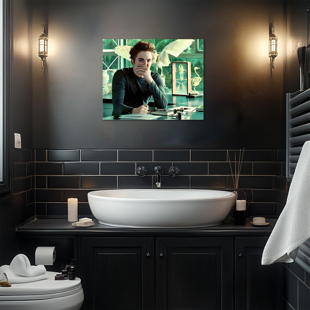 Funny Framed Canvas Wall Art Bathroom Decor The Twilight Saga Movies Poster Print Edwards Oil Painting Humorous Picture Modern Artwork for Living Room Dorm Wall Home Decoration