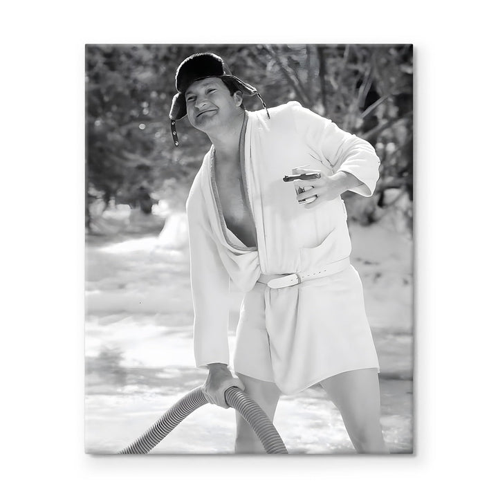 Funny Framed Canvas Wall Art Bathroom Decor Black and White Comedy Cousin Eddie Movies Poster Oil Painting Modern Toilet Artwork for Living Room Dorm Wall Home Decoration