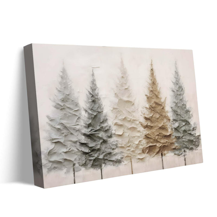 Christmas Canvas Wall Art - Elegant Neutral Winter Forest Scene, Minimalist Holiday Christmas Trees Pictures Print Canvas, Seasonal Wall Poster Decor for Living Room, Bedroom