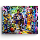 Kobe Bryant Canvas Wall Art Decor - Graffiti-Inspired Basketball Tribute Featuring Lakers Iconic Moments, Mamba Mentality Design for Living Room or Office Wall Decor