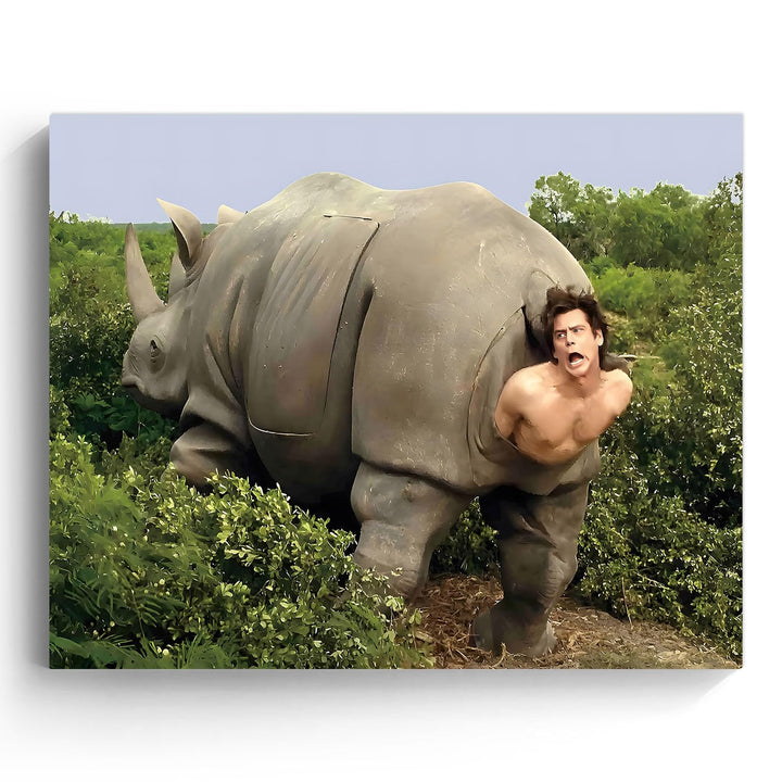 Funny Framed Canvas Wall Art Bathroom Decor Retro Humor Comedy Ace Ventura Movies Poster Rhino Painting Modern Toilet Artwork for Living Room Dorm Wall Home Decoration