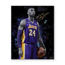 Kobe Bryant Canvas Wall Art Decor - Iconic Los Angeles Lakers No. 24 Basketball Artwork with Autograph Style Print, Inspirational Sports Canvas for Home, Office or Gym Wall Decor