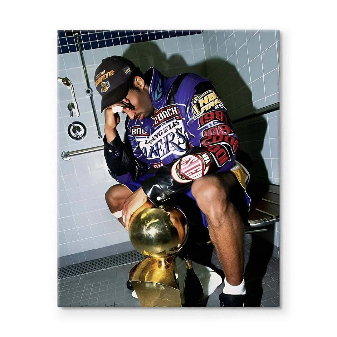 Kobe Bryant Canvas Wall Art Decor -  Iconic Lakers Championship Celebration Artwork, Trophy and Team Tribute, Bold NBA Finals Victory Poster for Office, Home or Game Room Wall Decoration