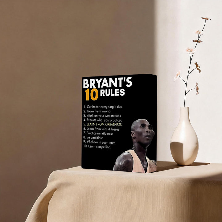 Kobe Bryant’s 10 Rules Motivational Canvas Wall Art - Inspirational Basketball Quote Poster Print Canvas Basketball Motivational Wall Decor for Office, Gym, Living Room or Bedroom