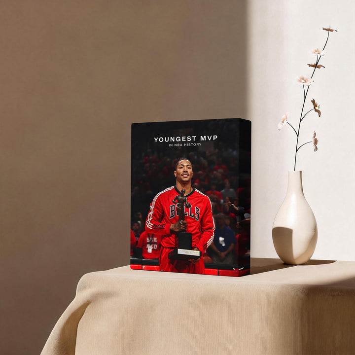 Derrick Rose Canvas Wall Decor, Youngest MVP Pictures Print NBA Poster Print Chicago Bulls Legend Superstar Cover Oil Painting Living Room Office Study Game Room