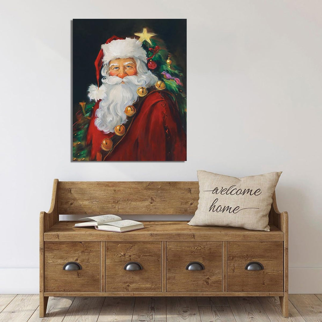 Christmas Canvas Wall Art Santa Claus Canvas Prints for Living Room Kitchen Bathroom Home Santa Claus Xmas Posters Room Decor