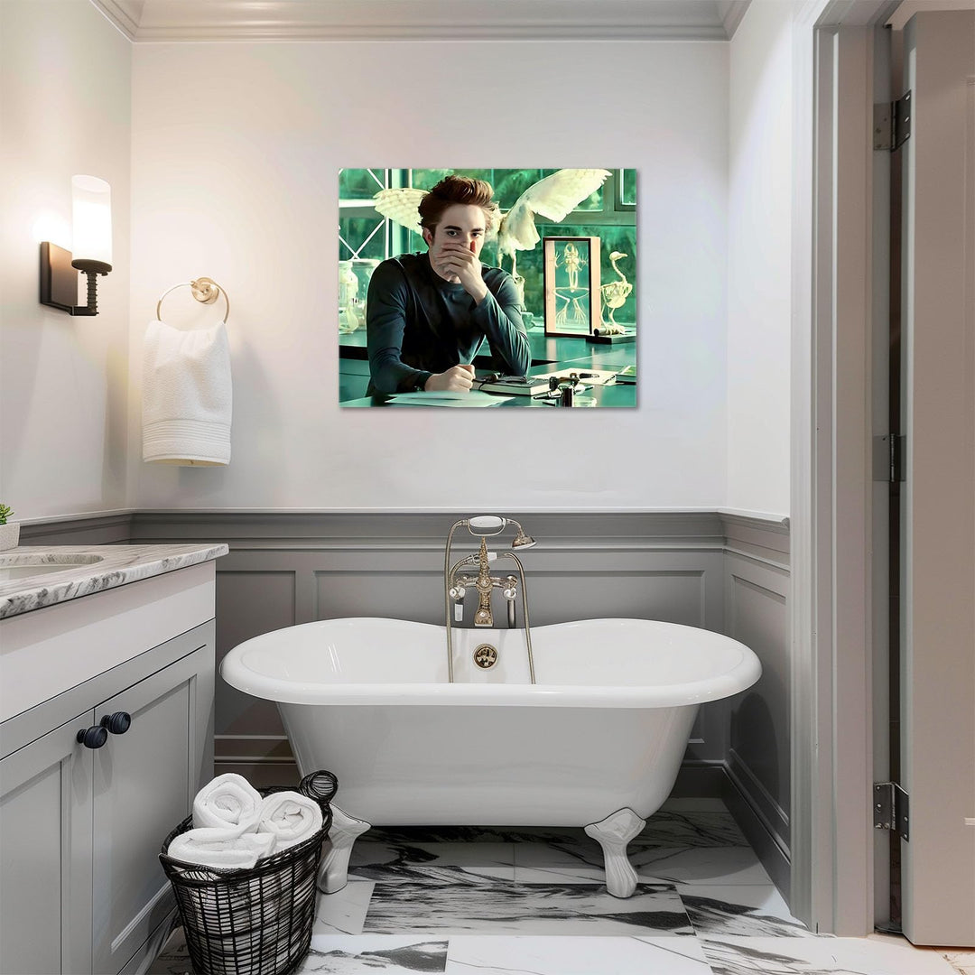 Funny Framed Canvas Wall Art Bathroom Decor The Twilight Saga Movies Poster Print Edwards Oil Painting Humorous Picture Modern Artwork for Living Room Dorm Wall Home Decoration