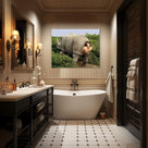 Funny Framed Canvas Wall Art Bathroom Decor Retro Humor Comedy Ace Ventura Movies Poster Rhino Painting Modern Toilet Artwork for Living Room Dorm Wall Home Decoration
