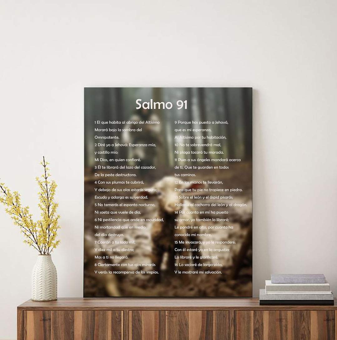 Salmo 91 En Español Para Pared Cuadros Cristianos Para Pared En Español, Psalm 91 Wall Art, Christian Wall Decor In Spanish, Decoraciones Para Cuartos Psalm 91 Wall Decor Framed Wall Decor