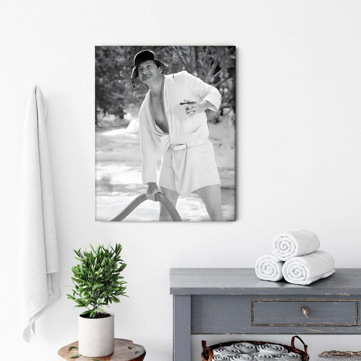 Funny Framed Canvas Wall Art Bathroom Decor Black and White Comedy Cousin Eddie Movies Poster Oil Painting Modern Toilet Artwork for Living Room Dorm Wall Home Decoration