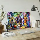 Kobe Bryant Canvas Wall Art Decor - Graffiti-Inspired Basketball Tribute Featuring Lakers Iconic Moments, Mamba Mentality Design for Living Room or Office Wall Decor