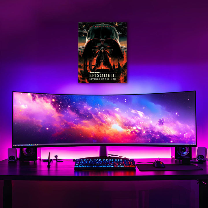 Star Wars Episode III Canvas Wall Art, Revenge of the Sith 20th Anniversary Poster Print, Dark Side Sci-Fi Framed Movie Wall Aesthetic Artwork for Bedroom Living Room or Game Room Decor