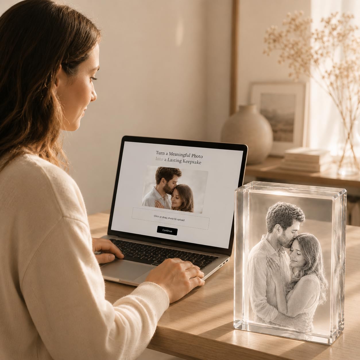 Personalized 3D Crystal Photo Engraved with K9 Crystal & Subsurface
