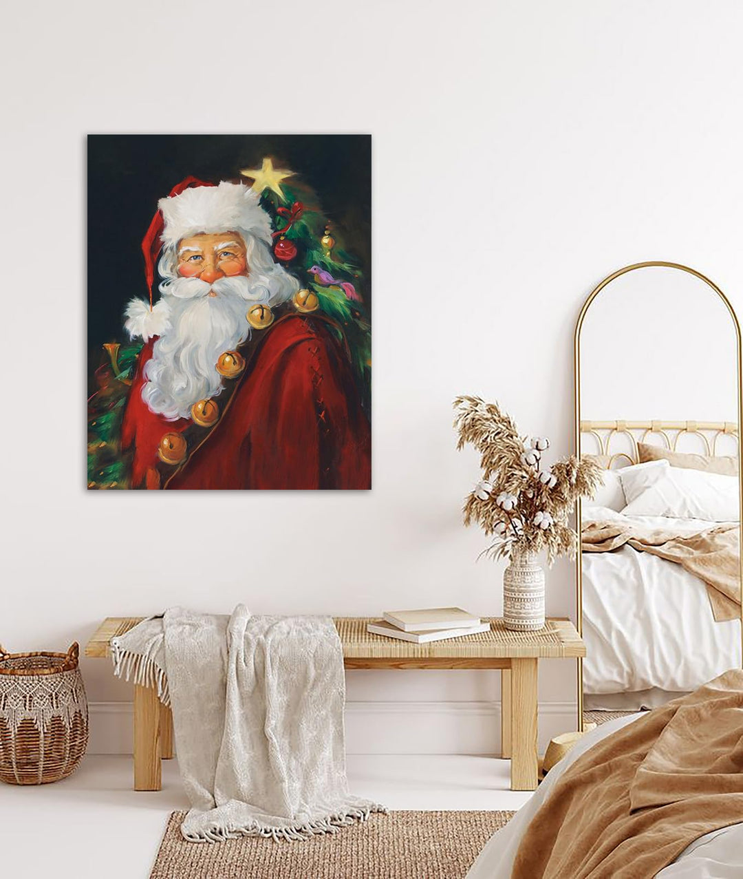 Christmas Canvas Wall Art Santa Claus Canvas Prints for Living Room Kitchen Bathroom Home Santa Claus Xmas Posters Room Decor