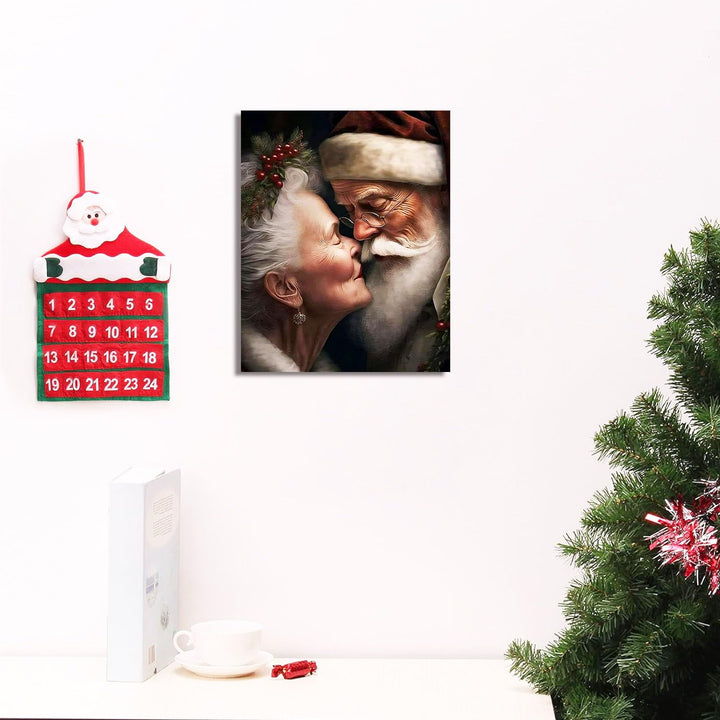 Christmas Wall Decor Mr. and Mrs. Santa Claus Canvas Print Festive Christmas Wall Art Decor for Living Room Bedroom Kitchen Wedding Anniversary Decoration