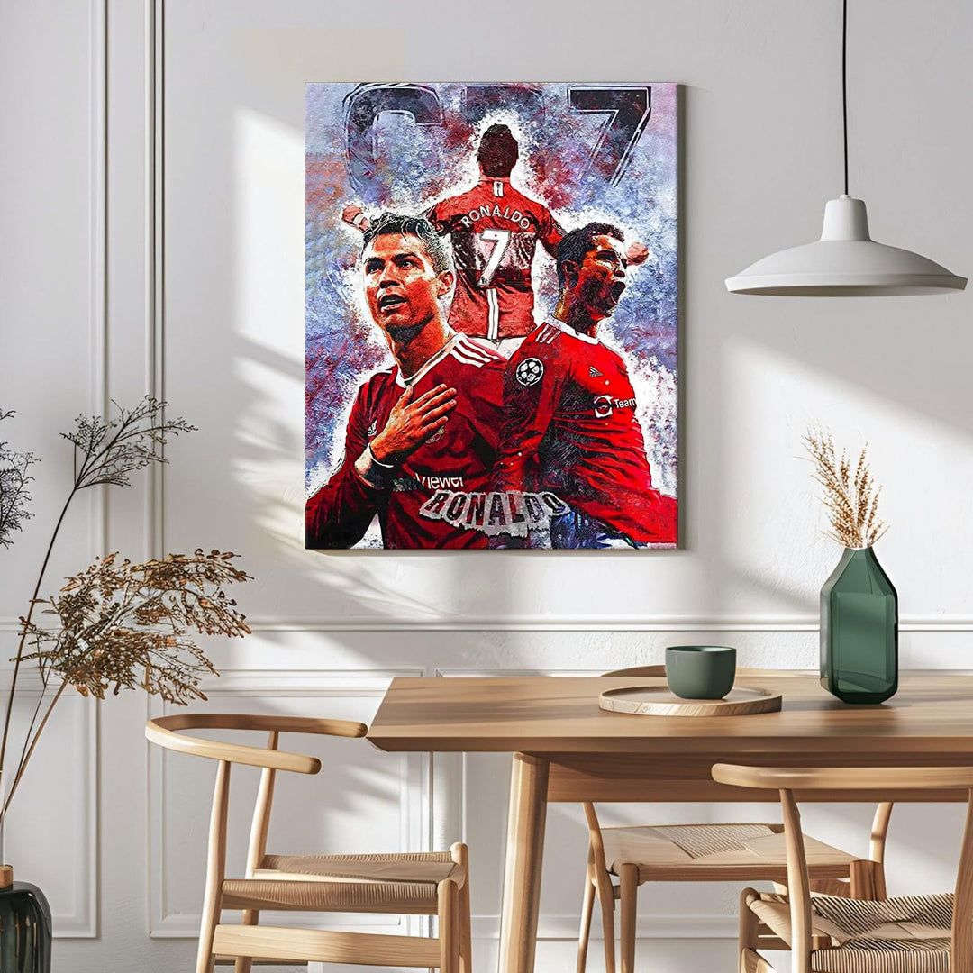 Captivating Cristiano Ronaldo Print Poster, Bold Sports Stars Painting, Thrilling Game Day Artwork Decoration, Modern Living Room Gym Wall Decor
