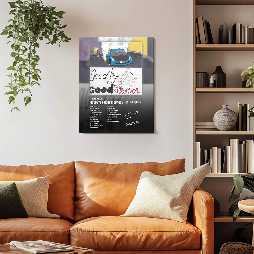 Goodbye & Good Riddance Bold Rap Album Cover Poster, Vibrant Modern Music Aesthetic Prints for Bedroom Game Room Living Room Bar Studio Decor