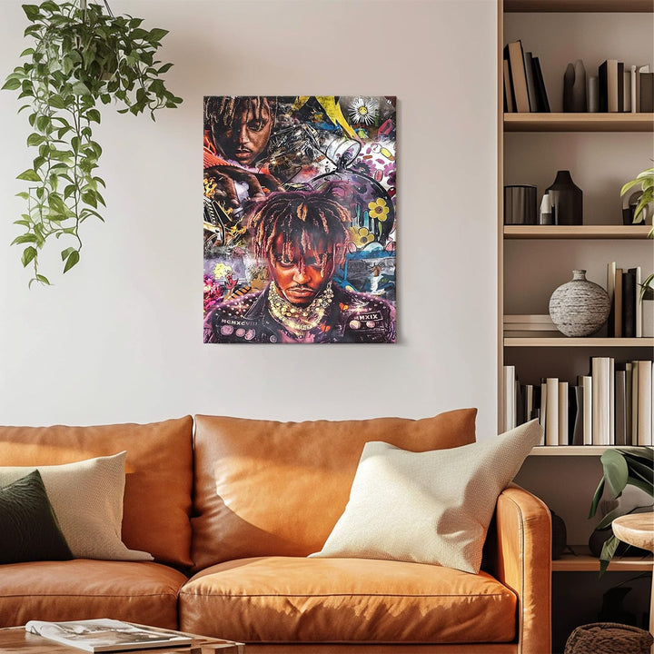 Juice Wrld Canvas Wall Art, Music Album Cover Poster Print, Rapper Singer Poster Framed Art, Retro graffiti Aesthetic Canvas Wall Art for Bedroom or Living Room Wall Decor