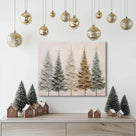 Christmas Canvas Wall Art - Elegant Neutral Winter Forest Scene, Minimalist Holiday Christmas Trees Pictures Print Canvas, Seasonal Wall Poster Decor for Living Room, Bedroom