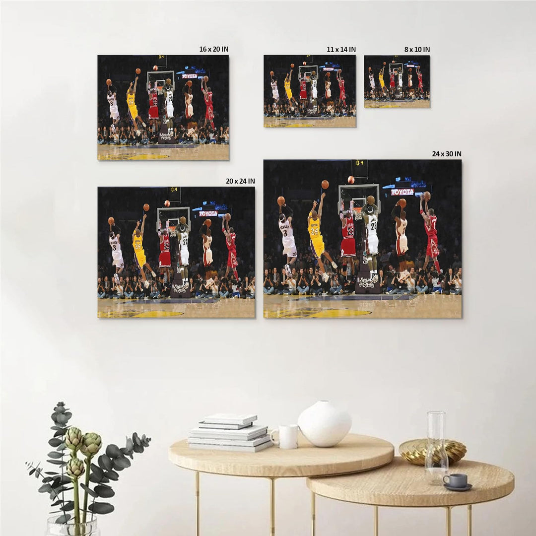 Basketball Legends Canvas Wall Art Print Poster, Iconic Sports Stars Shooting Inspirational Picture, Motivational Photography Wall Decor for Gym Dorm Home Office Living Room Bedroom