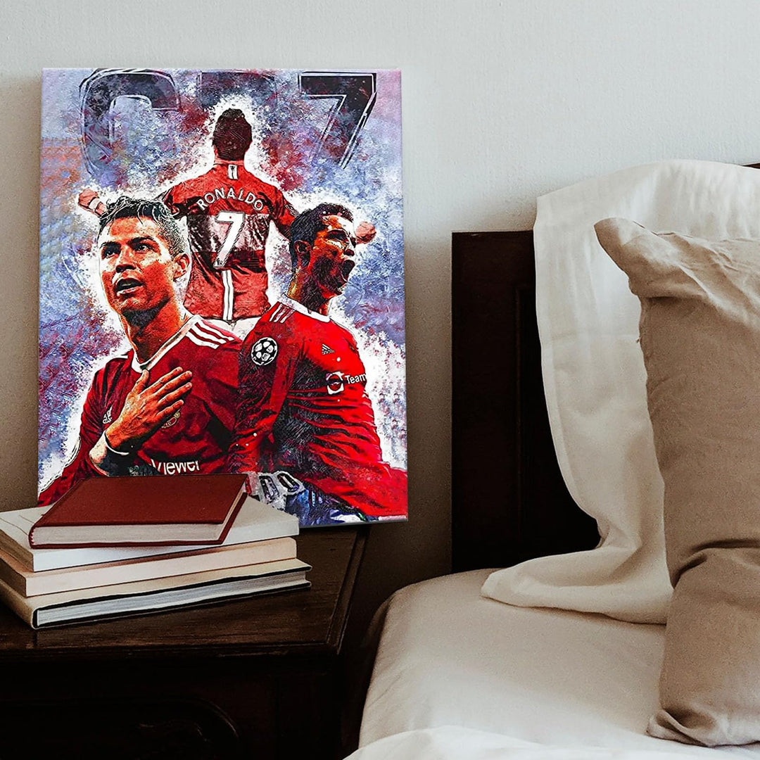 Captivating Cristiano Ronaldo Print Poster, Bold Sports Stars Painting, Thrilling Game Day Artwork Decoration, Modern Living Room Gym Wall Decor