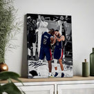 NBA Canvas Wall Art Decor - LeBron James and Stephen Curry Team USA Basketball Print Iconic Sleep Celebration Poster Sports Wall Art for Game Room Bedroom Living Room Man Cave Dorm Room Decor Gift for Basketball Fans