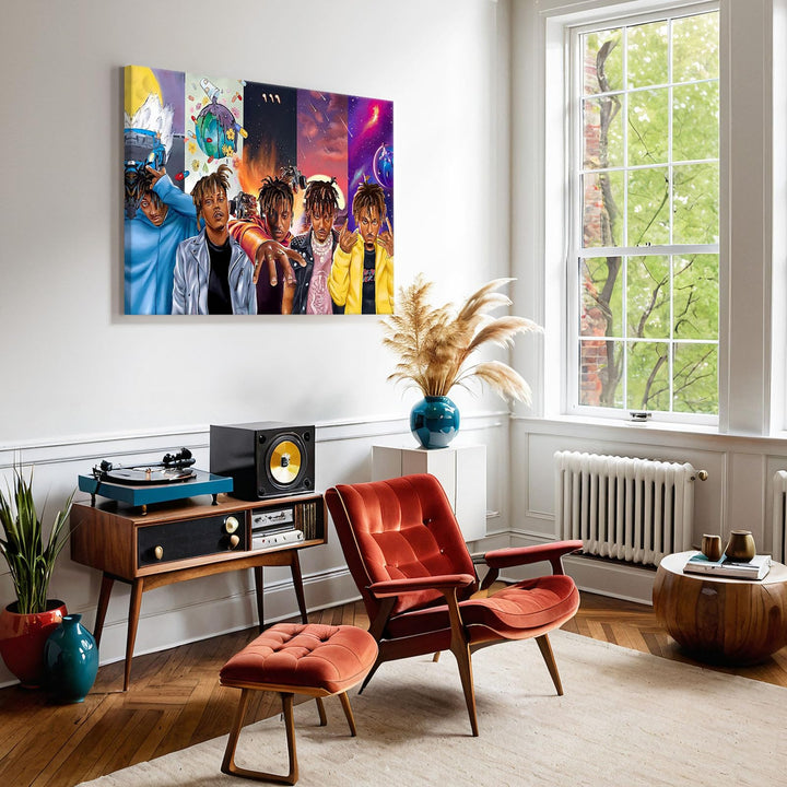 Juice WRLD Canvas Wall Art Evolution Collage Wall Decor Vibrant Rapper Print Poster, Inspirational Music Aesthetic Picture Artwork for Bedroom Game Room Living Room Bar Studio Decor